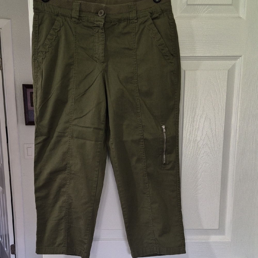 Coral Bay Olive Green Cropped Ankle Pants